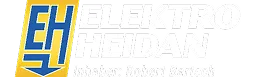 Logo von Elektro Heidan mit den Initialen EH in Gelb und Blau, darunter der Text Inhaber: Robert Bartsch.